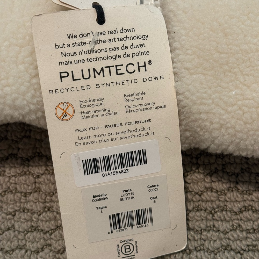 Save the Duck White Fleece Puffer Coat - Picture 5 of 13